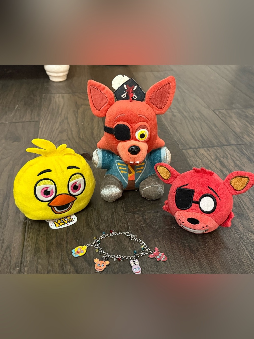 Five Nights at Freddy's Funko Plush Bundle of 3 plushies & FNAF Charm braclet